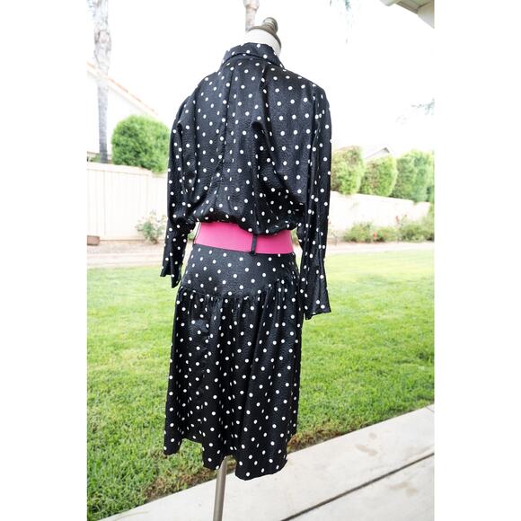 Black and White Polka Dot Pin Up Girl Dinner Swing Retro Dress Halloween - Picture 6 of 9